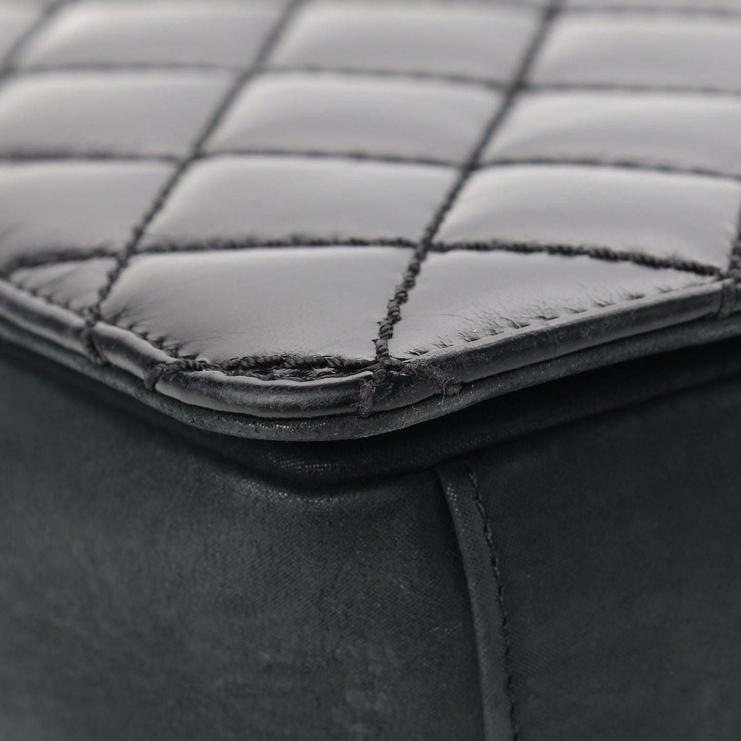 Glazed Calfskin Quilted Medium Day Trip Flap Black