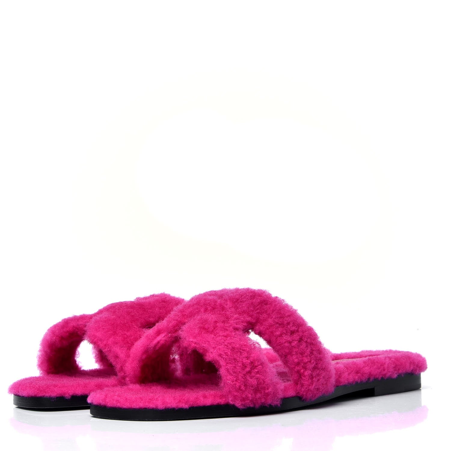 Hermes Woolskin Oran Sandals 37.5 Rose Fuchsia 3 of 9
