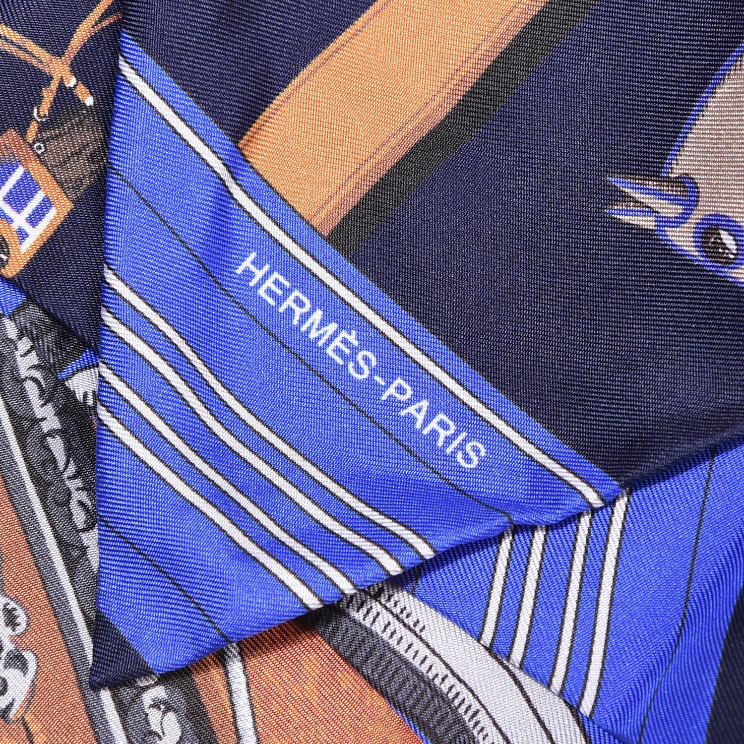 Hermes Silk Carre En Carres Maxi Twilly Marine Klein Brun 5 of 5