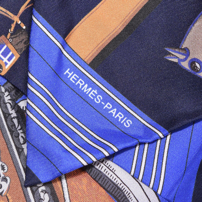 Hermes Silk Carre En Carres Maxi Twilly Marine Klein Brun 5 of 5