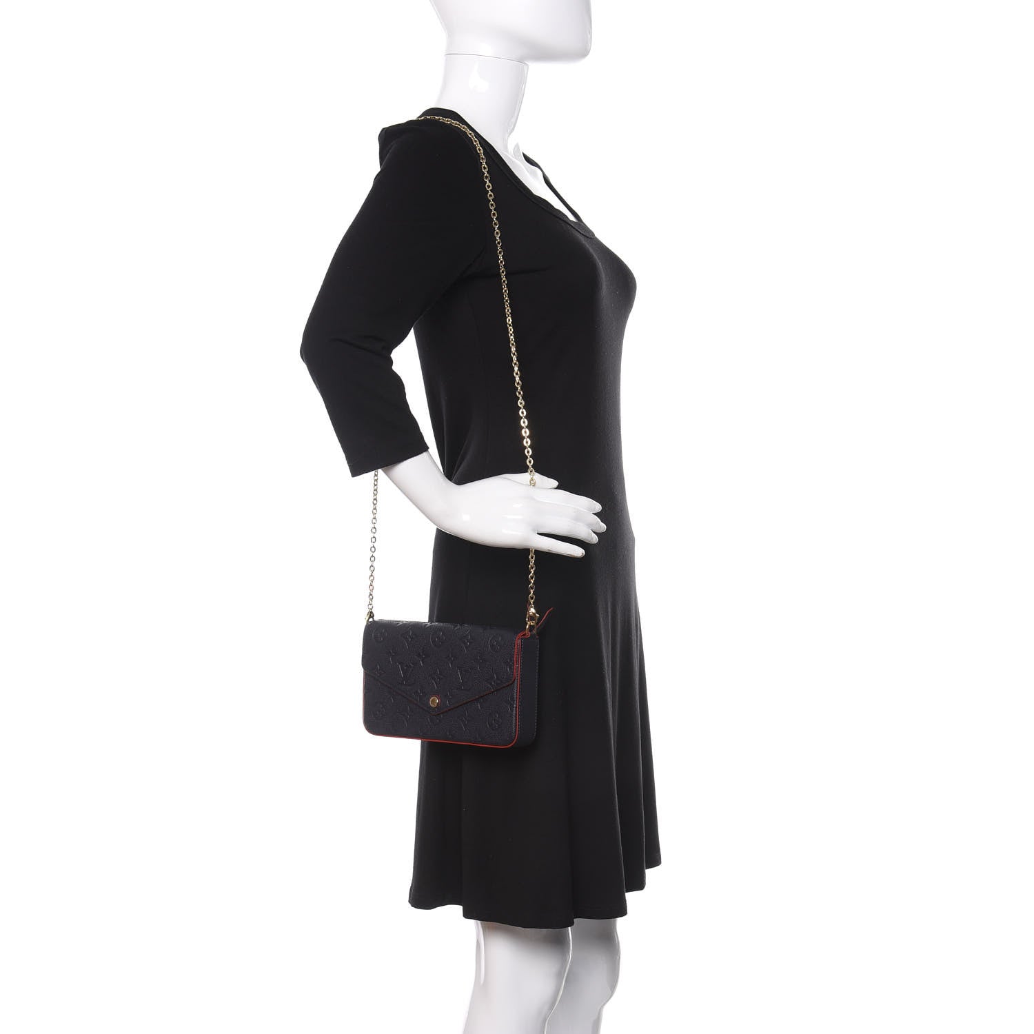 Louis Vuitton Empreinte Pochette Felicie Chain Wallet Marine Rouge 2 of 10