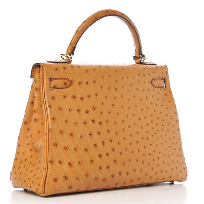 Hermes Ostrich Kelly Retourne 32 Gold 5 of 33