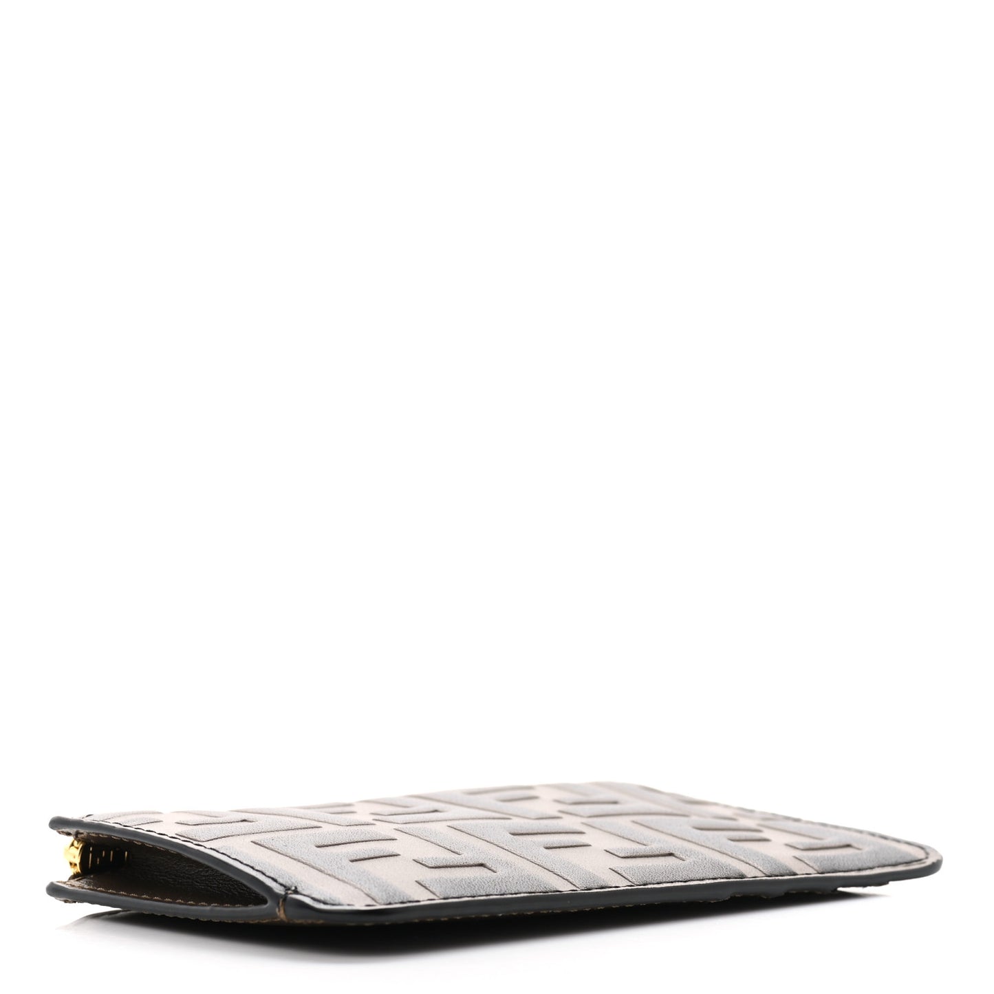 Vitello Soft F is Fendi Bi-Color FF 1974 Embossed Key Case Pouch Maya Black