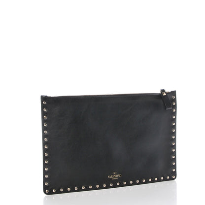 Valentino Garavani Vitello Large Rockstud Zip Pouch Black 3 of 8