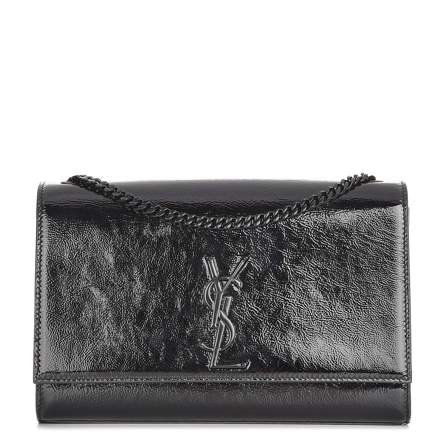 Saint Laurent Textured Patent Medium Classic Monogram Kate Satchel Black 1 of 7
