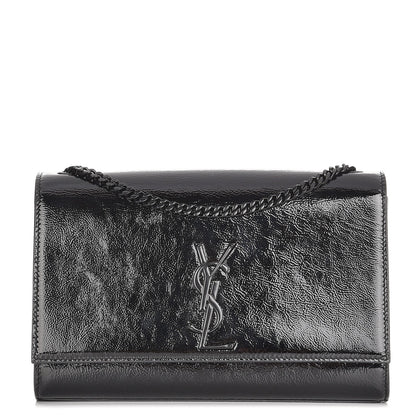 Saint Laurent Textured Patent Medium Classic Monogram Kate Satchel Black 1 of 7