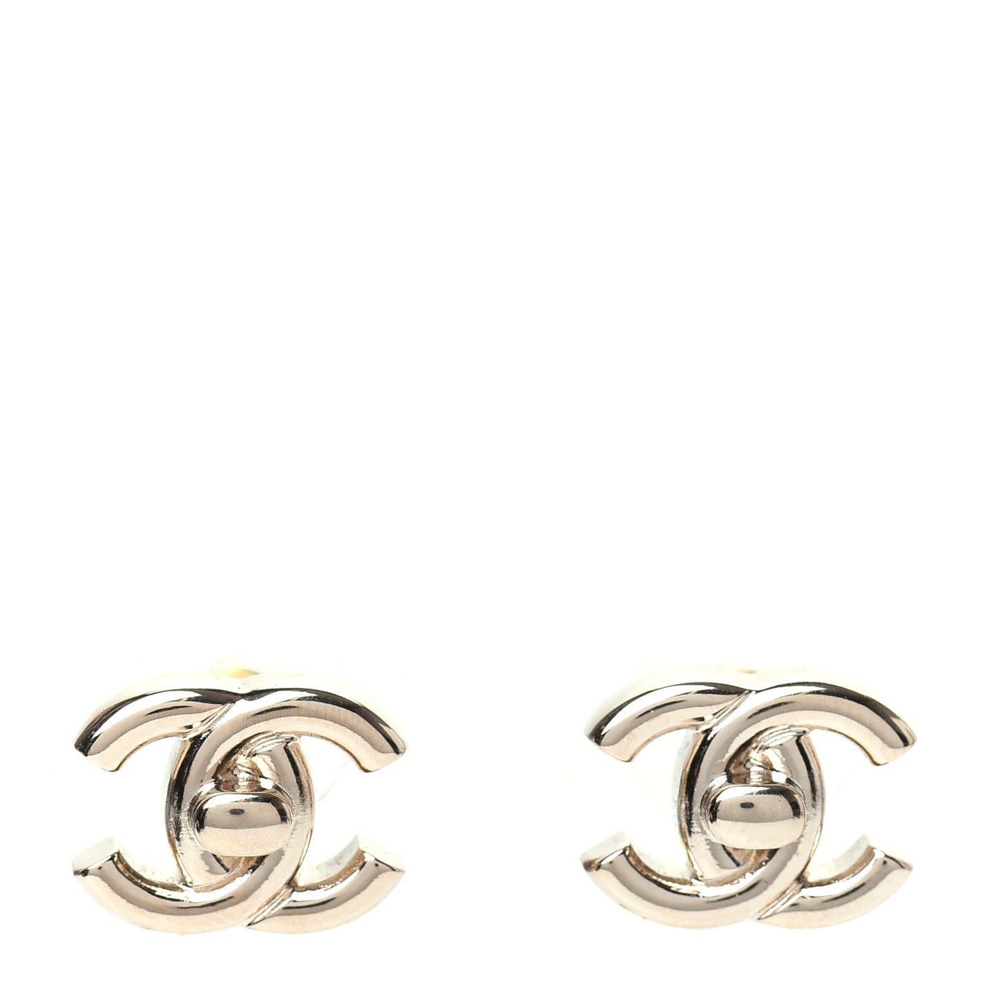 Metal CC Turnlock Earrings Gold