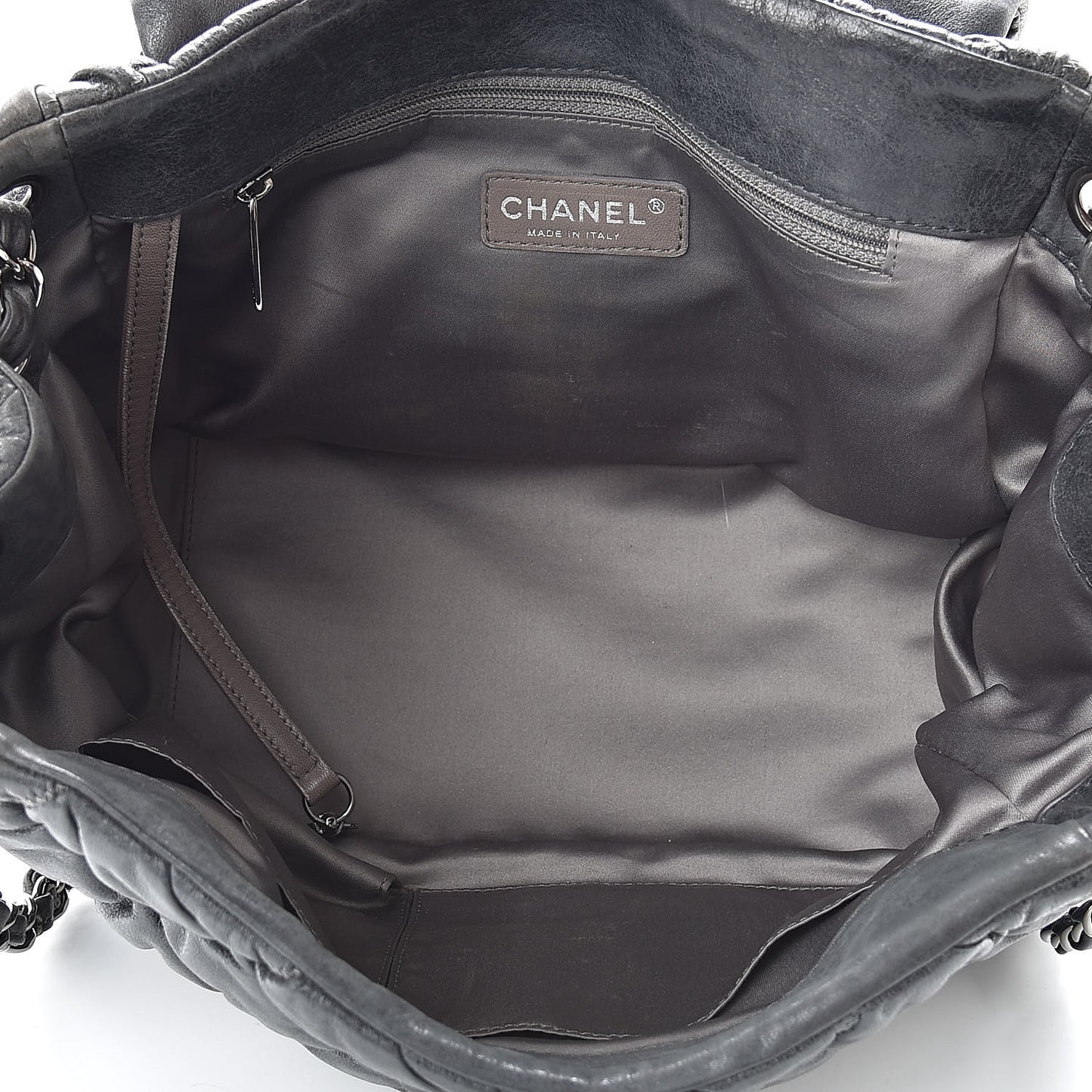 Calfskin Bubble Quilt Accordion Flap Grey