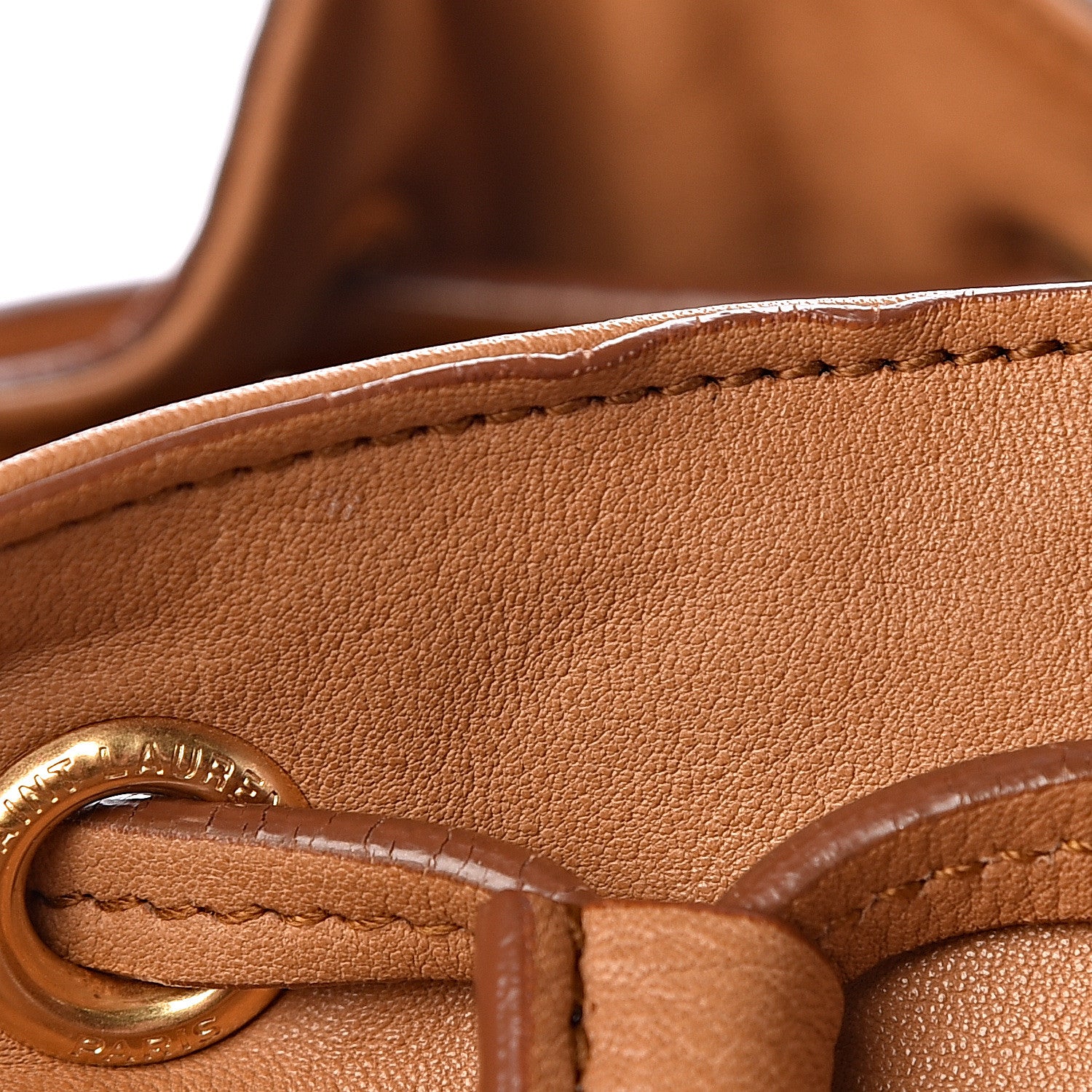 Saint Laurent Calfskin Patchwork Medium Bucket Bag Light Cognac 14 of 16