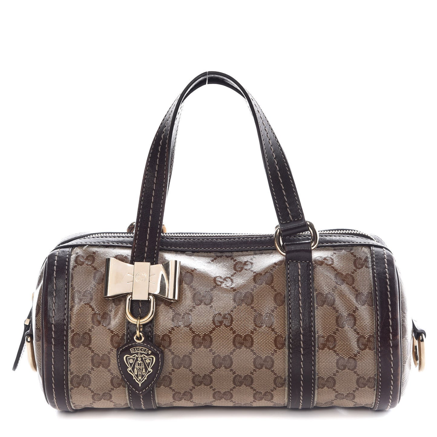 Crystal Monogram Duchessa Small Boston Bag Brown