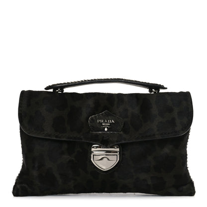 Prada Cavallino Leopard Print Pushlock Envelope Clutch Mimetico 2 of 18