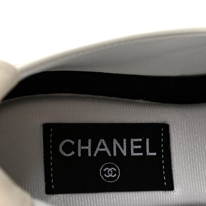 Chanel Calfskin Embossed Suede Sneakers 38.5 White Black 8 of 10