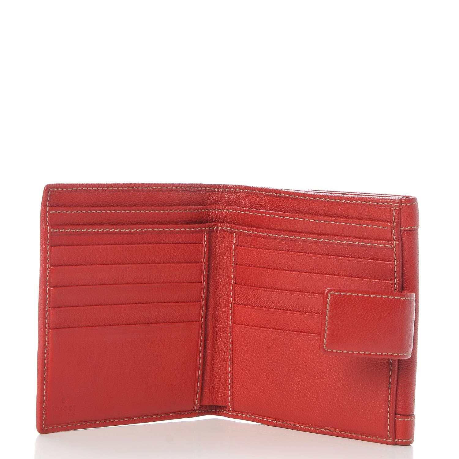 Gucci Pebbled Calfskin Web Compact Wallet Red 5 of 7