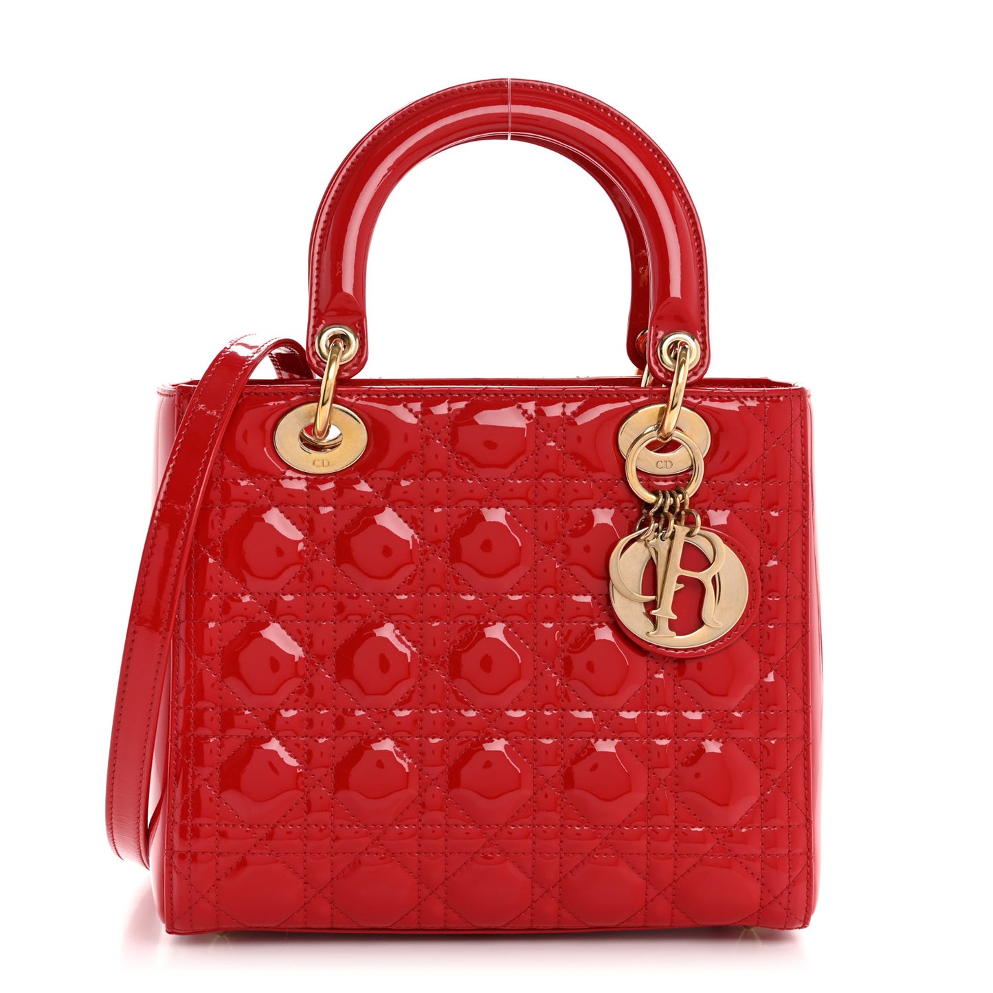 Patent Cannage Medium Lady Dior Red
