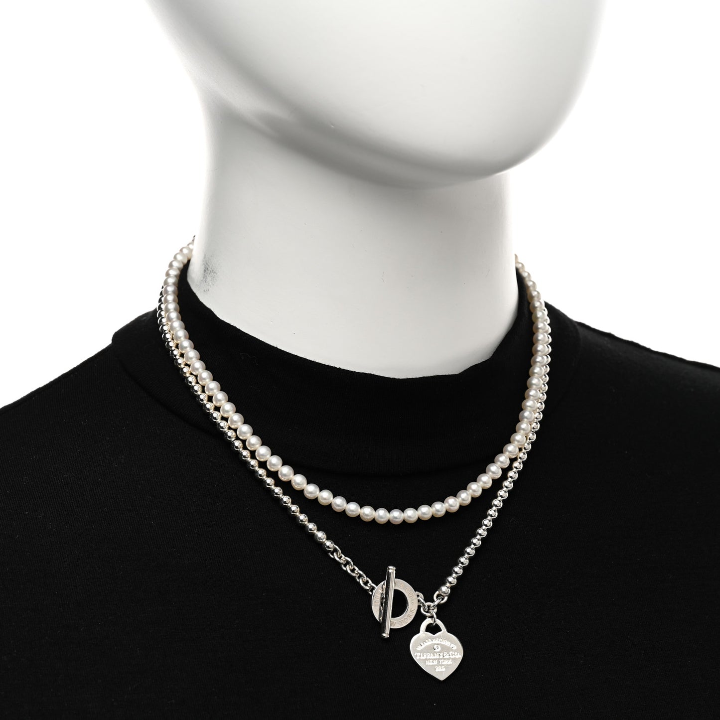 Sterling Silver Diamond Pearl Return to Tiffany Wrap Necklace