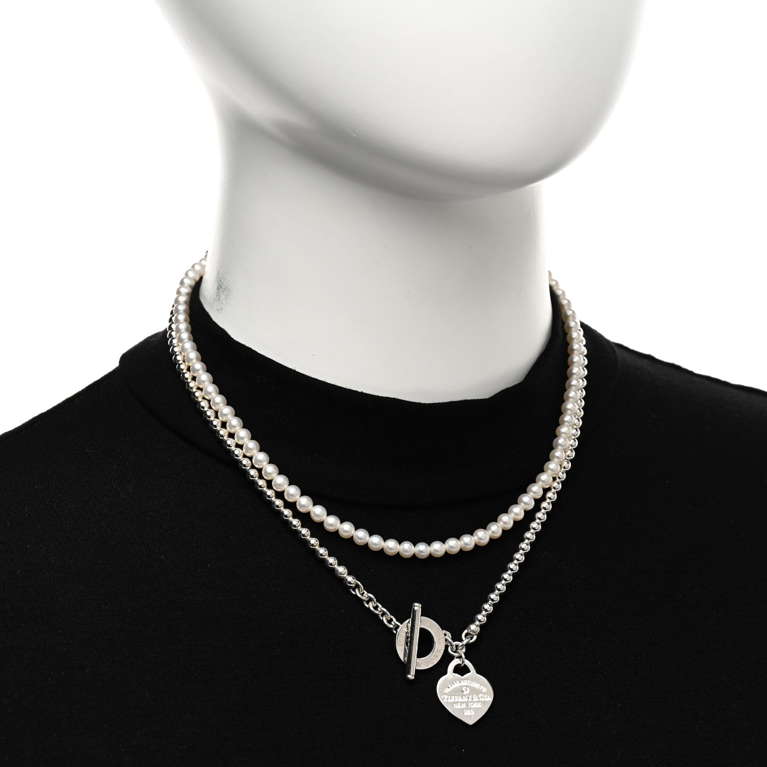 Tiffany Sterling Silver Diamond Pearl Return to Tiffany Wrap Necklace 2 of 5