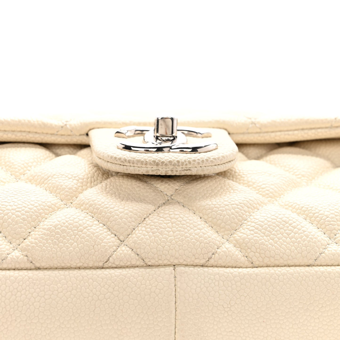 Caviar Quilted Jumbo Easy Flap Dark White