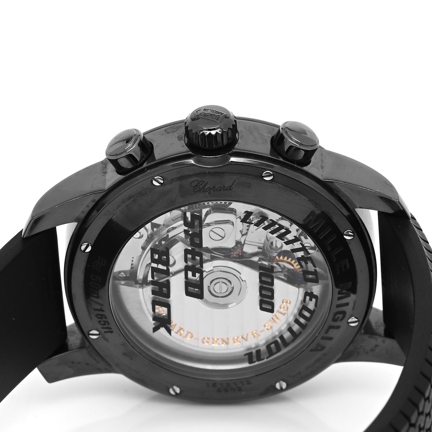 PVD Stainless Steel Rubber 42mm Mille Miglia Chronograph Automatic Watch Black