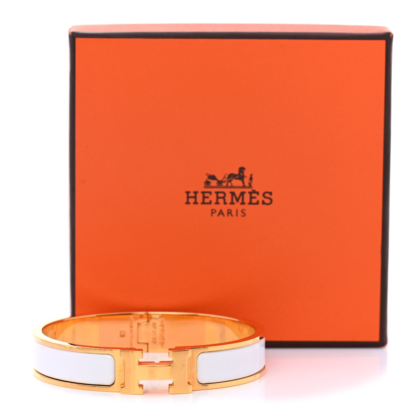 Enamel Narrow Clic Clac H Bracelet PM White