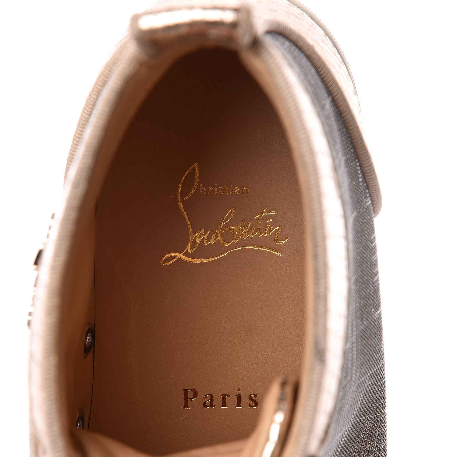 Christian Louboutin Lame Womens Lou Spikes Flat Sneakers 37.5 Gold 6 of 9