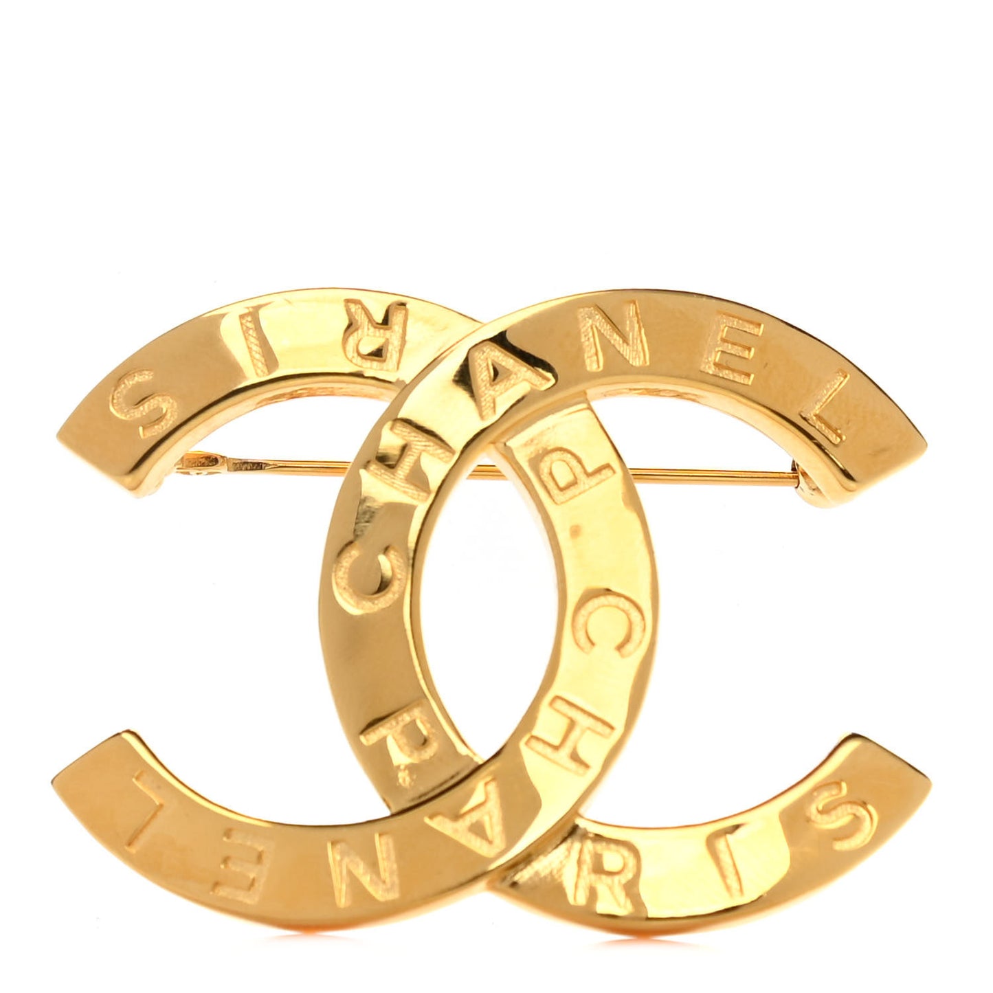 Metal Paris Button CC Large Brooch Gold