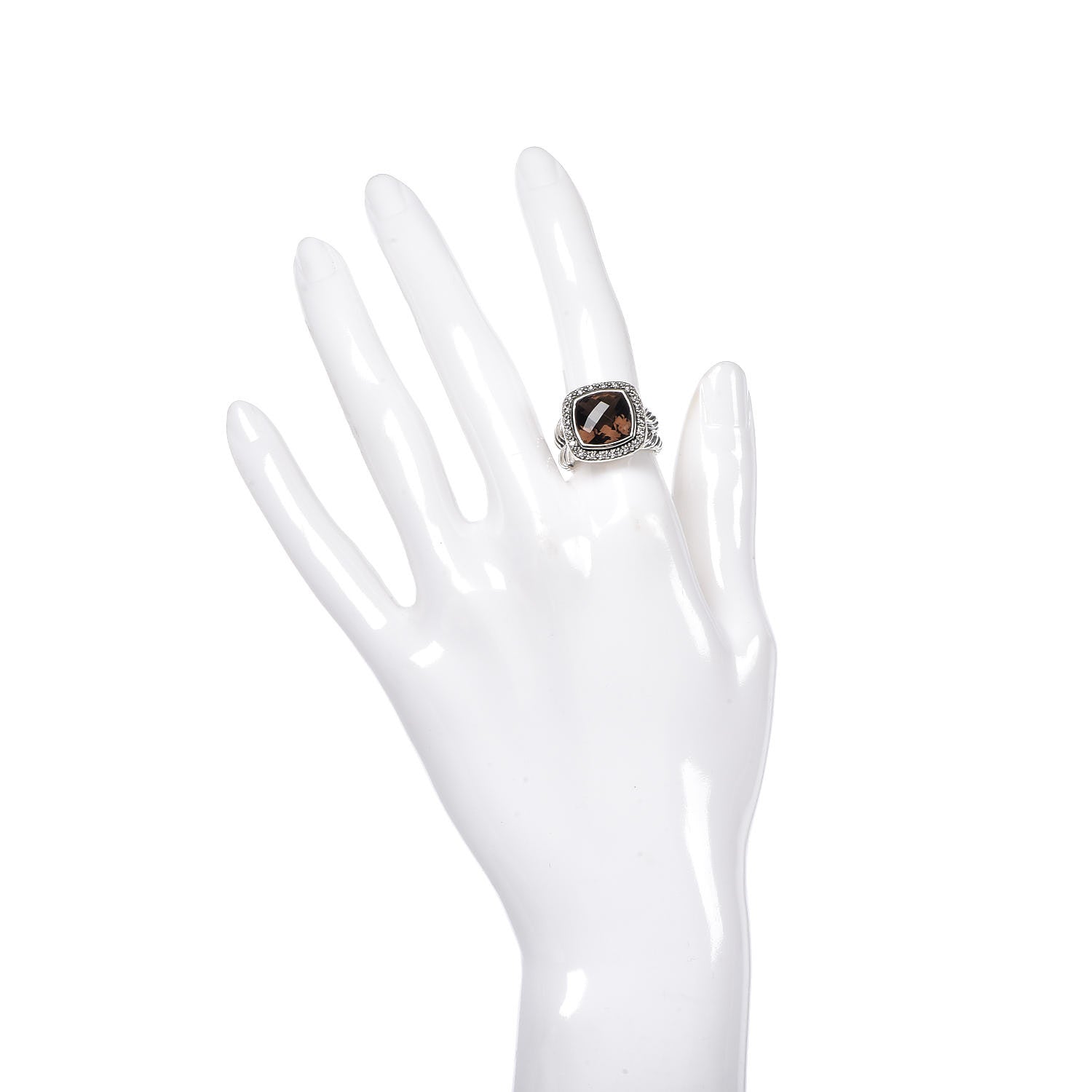 David Yurman Sterling Silver Smoky Quartz Diamond 11mm Moonlight Ice Albion Ring 52/6 2 of 6