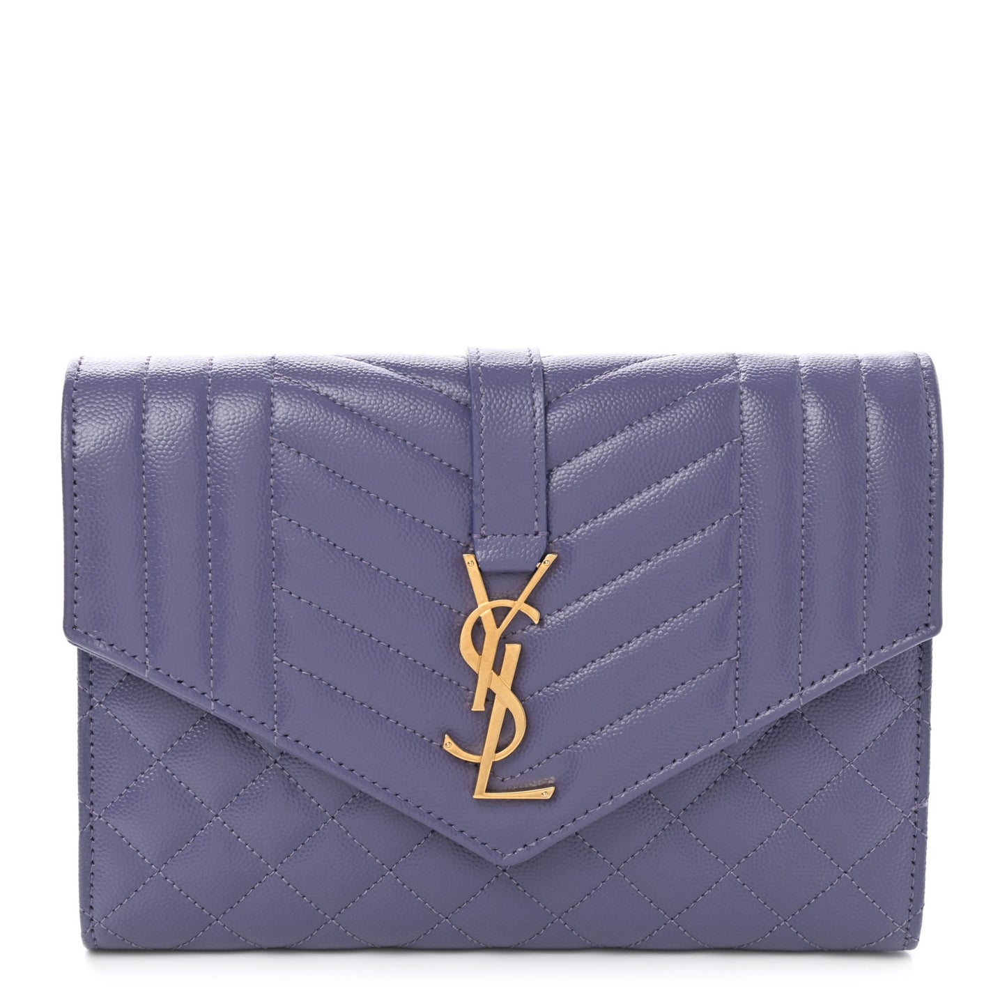 Grain De Poudre Textured Mixed Matelasse Triquilt Monogram Clutch Dark Wisteria