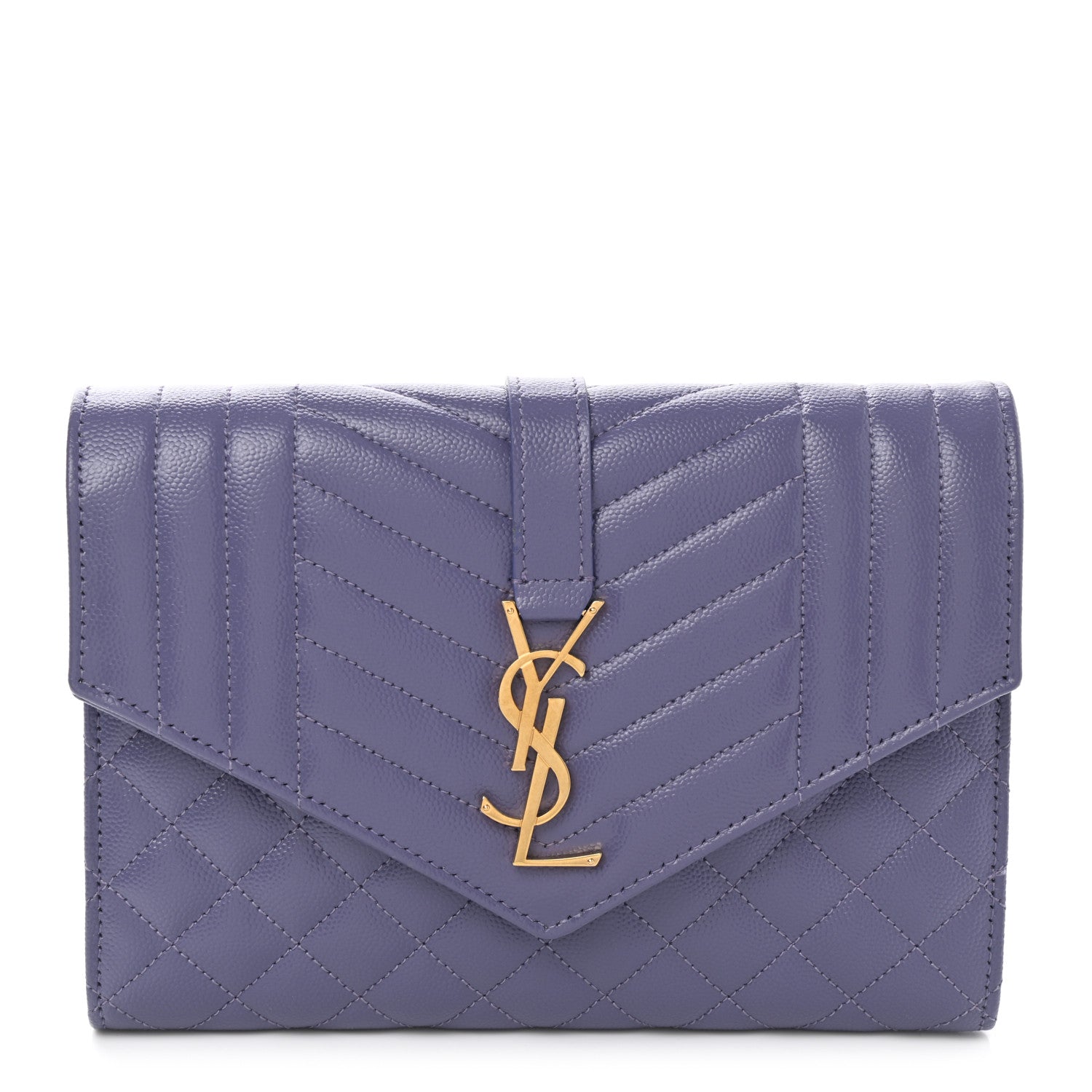 Saint Laurent Grain De Poudre Textured Mixed Matelasse Triquilt Monogram Clutch Dark Wisteria 1 of 7