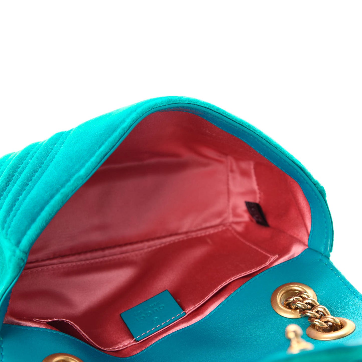 Velvet Matelasse Mini GG Marmont Shoulder Bag Pavone Cyan