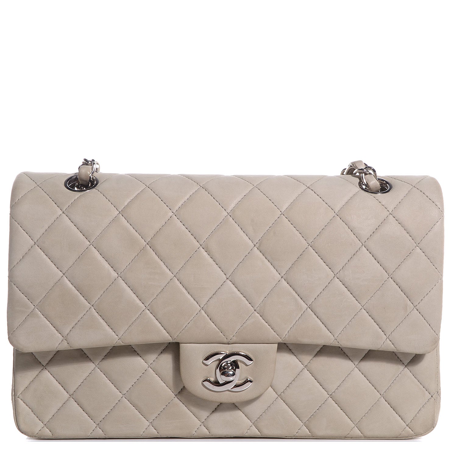 Chanel Lambskin Quilted Medium Double Flap Light Grey 1 of 8