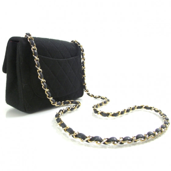 Jersey Quilted Mini Flap Black
