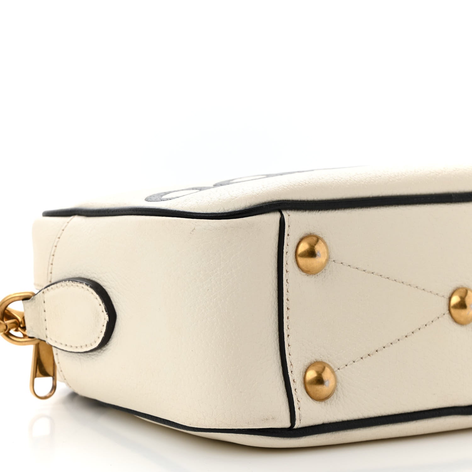 Gucci X ADIDAS Textured Dollar Calfskin Web Trefoil Logo Small Messenger Bag Off White Black 9 of 11