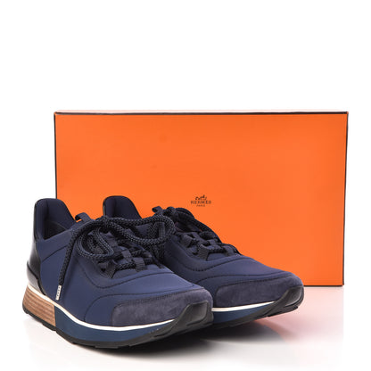 Hermes Technical Canvas Mens Miles Sneakers 40 Marine Black 10 of 10