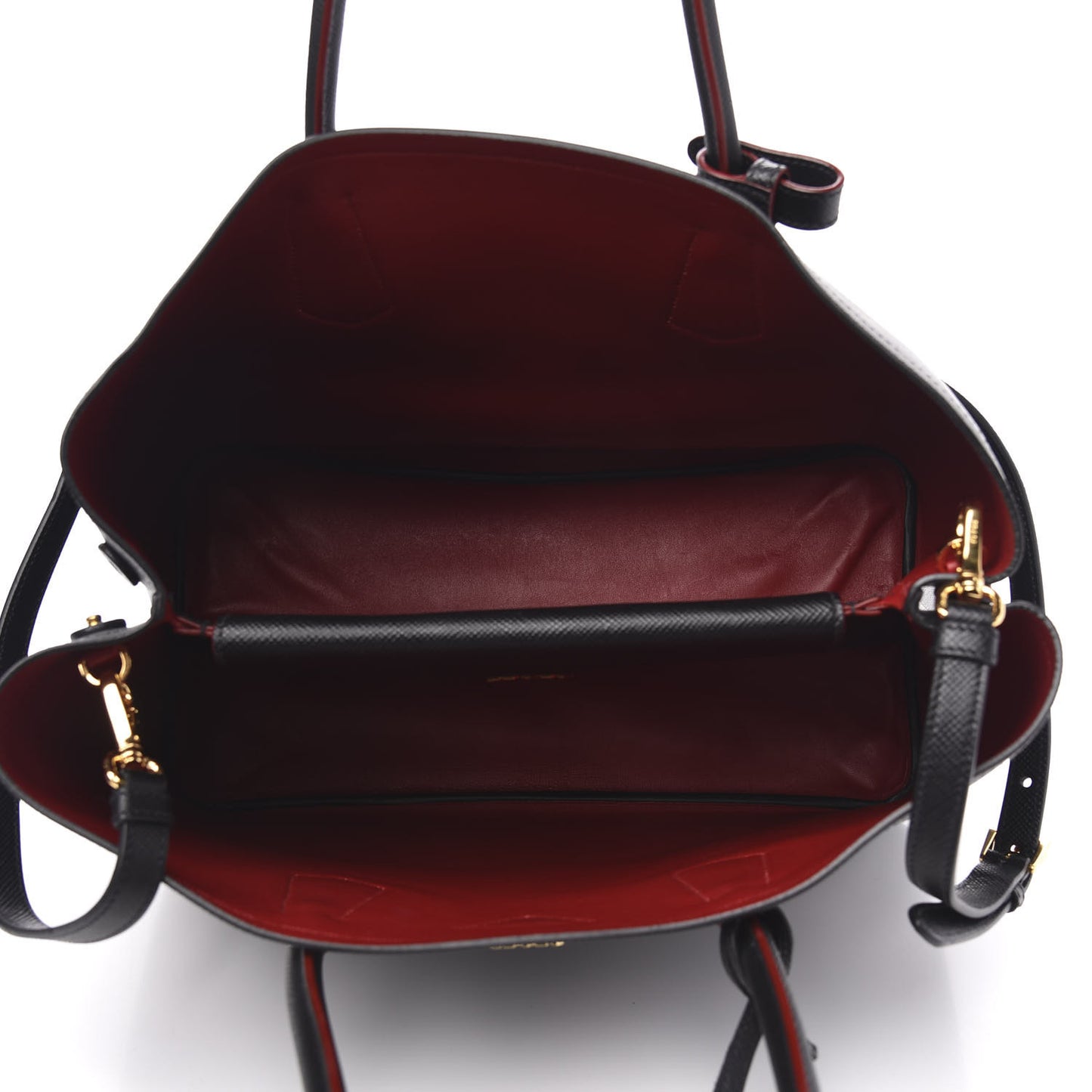 Saffiano Cuir Medium Double Bag Black Fuoco