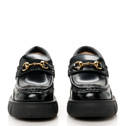 Gucci Magnum Calfskin Nappa Samoa Womens Horsebit Platform Chunky Lug Sole 40mm Loafers 35 Black 3 of 11