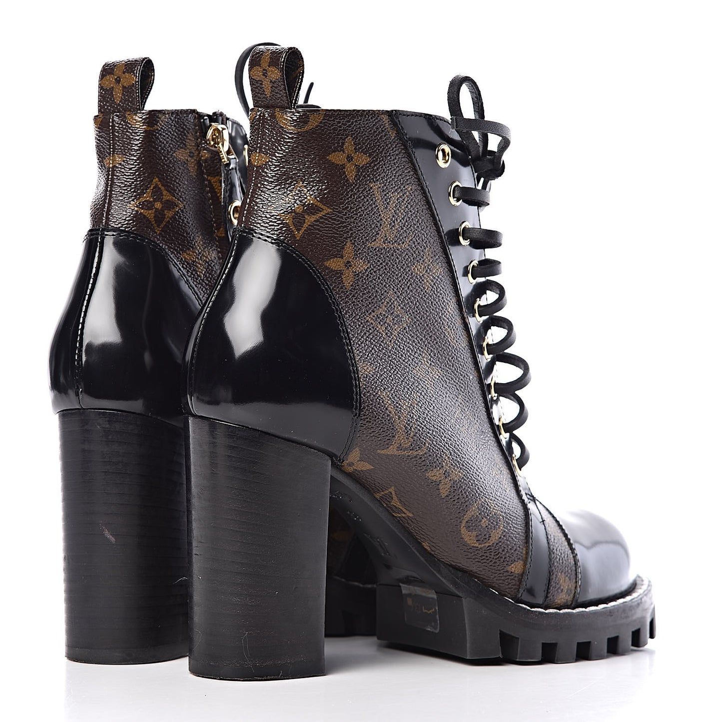 Patent Calfskin Monogram Star Trail Ankle Boots 39 Black
