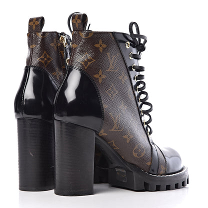 Louis Vuitton Patent Calfskin Monogram Star Trail Ankle Boots 39 Black 4 of 12