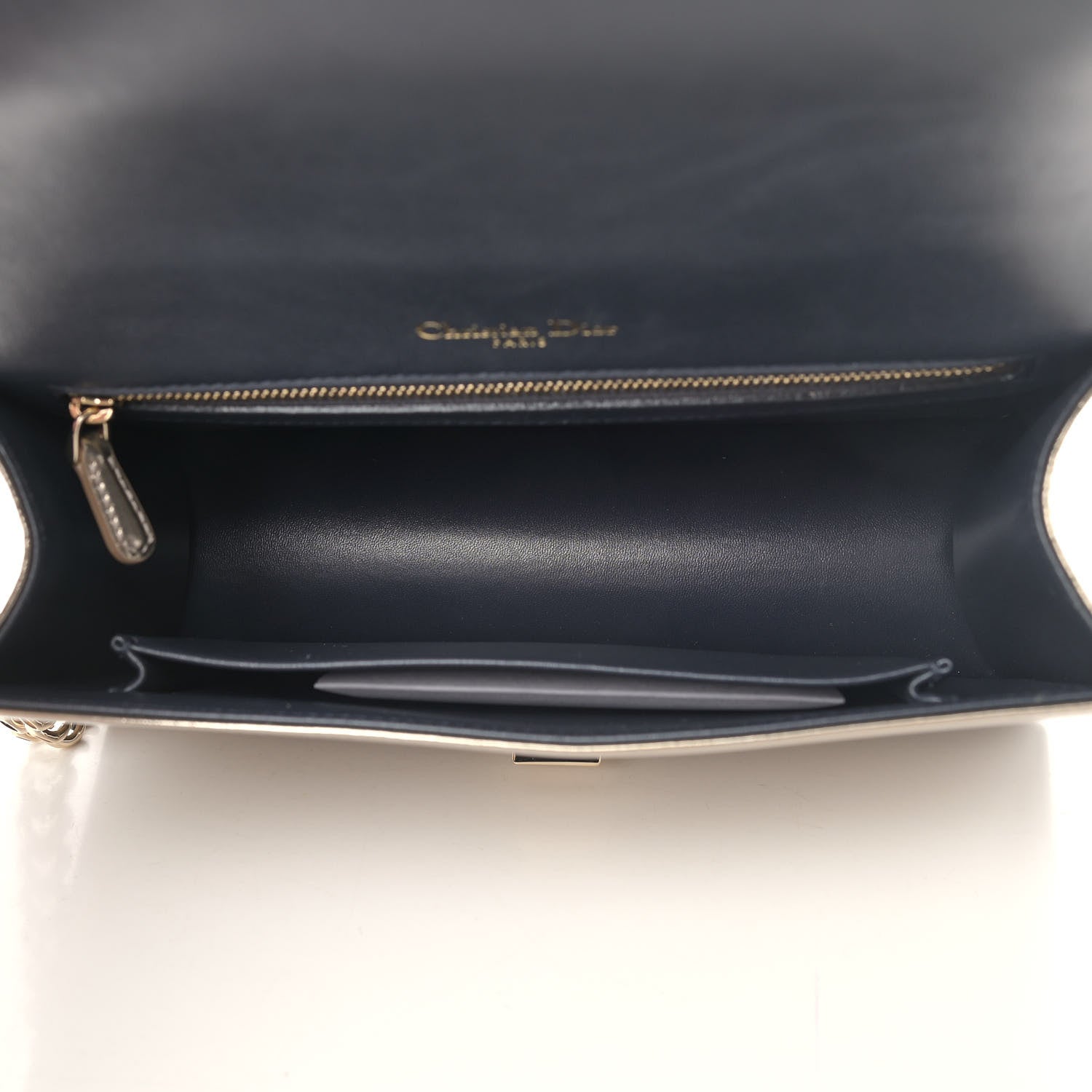 Christian Dior Metallic Patent Micro-Cannage Medium Diorama Flap Bag Gold 4 of 4