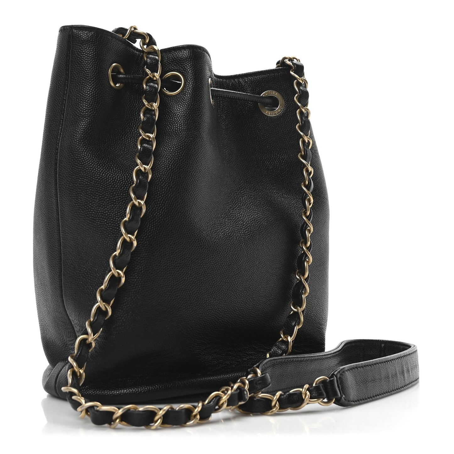 Caviar Deauville Drawstring Bucket Bag Black
