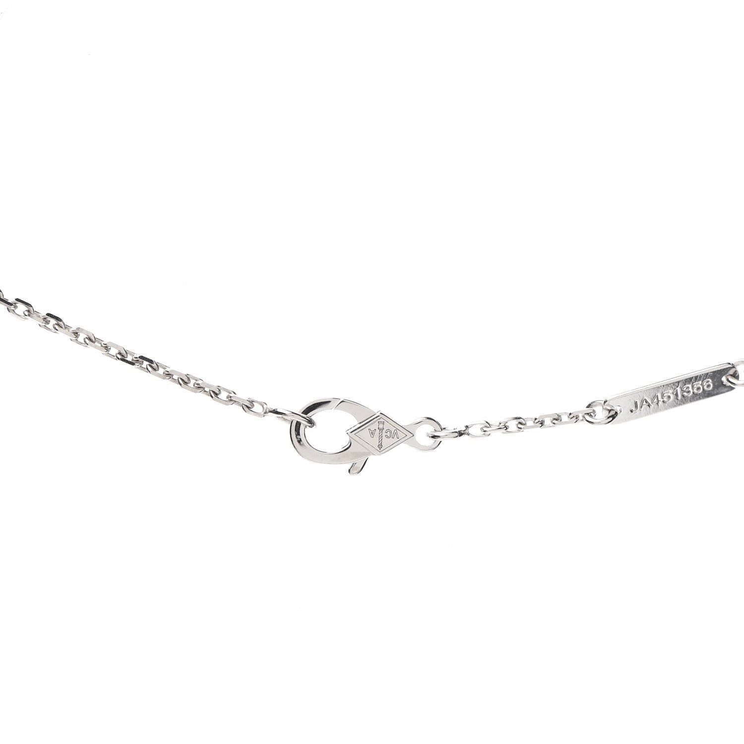 Van Cleef & Arpels 18K White Gold Diamond Mini Lotus Pendant Necklace 6 of 8