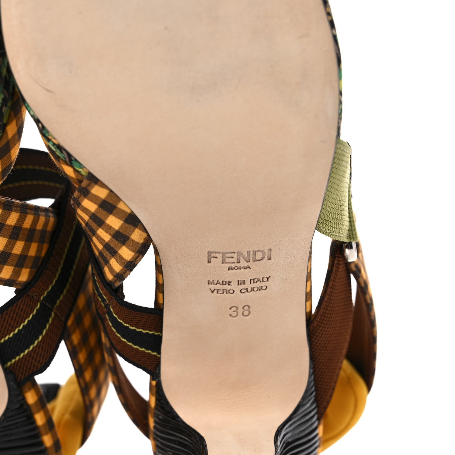 Fendi Cotton Printed Colibri 85mm Slingback Pumps 38 Moro Sunflower 6 of 9
