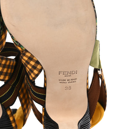 Fendi Cotton Printed Colibri 85mm Slingback Pumps 38 Moro Sunflower 6 of 9