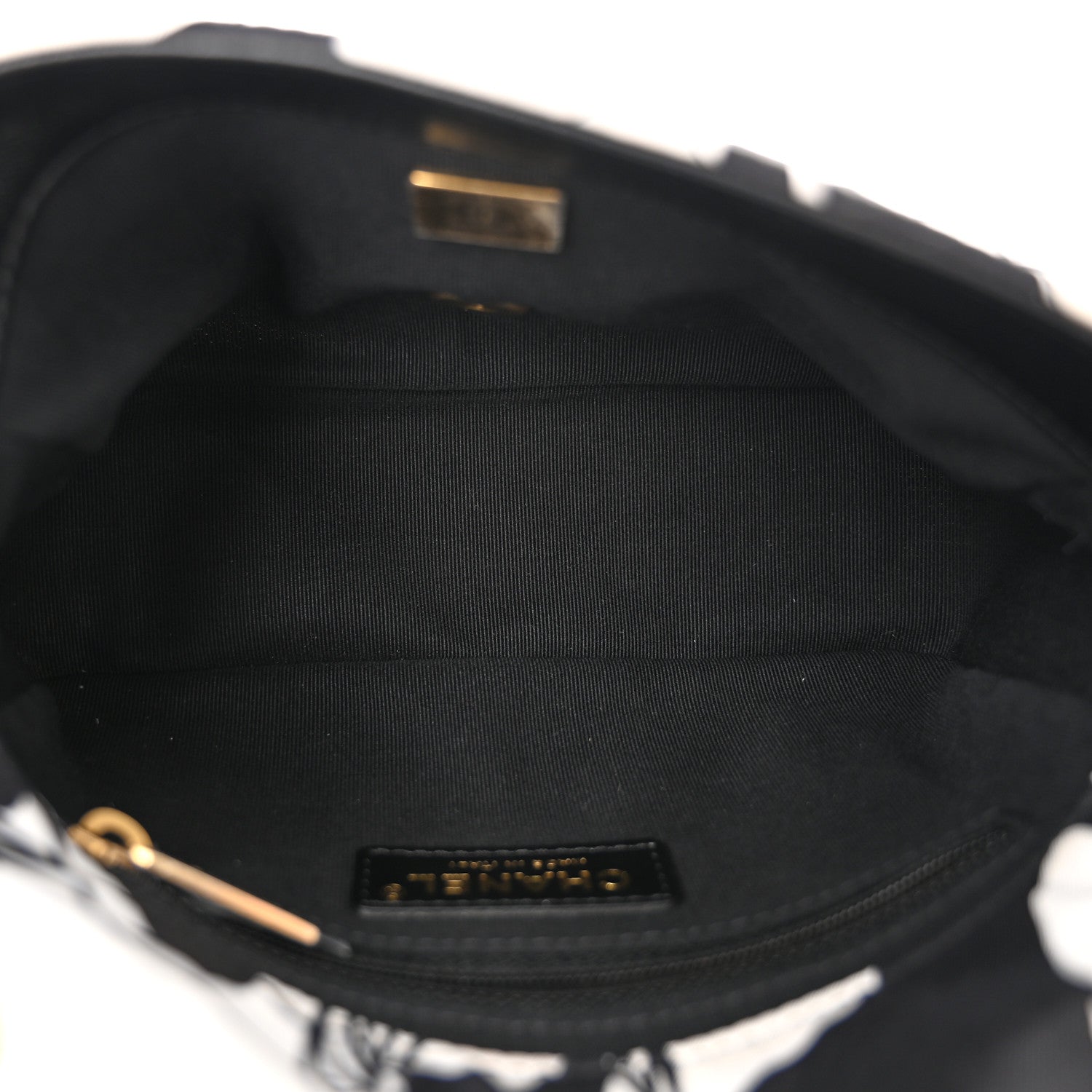 Chanel Canvas Printed Deer Coco Mini Single Flap White Black 5 of 10