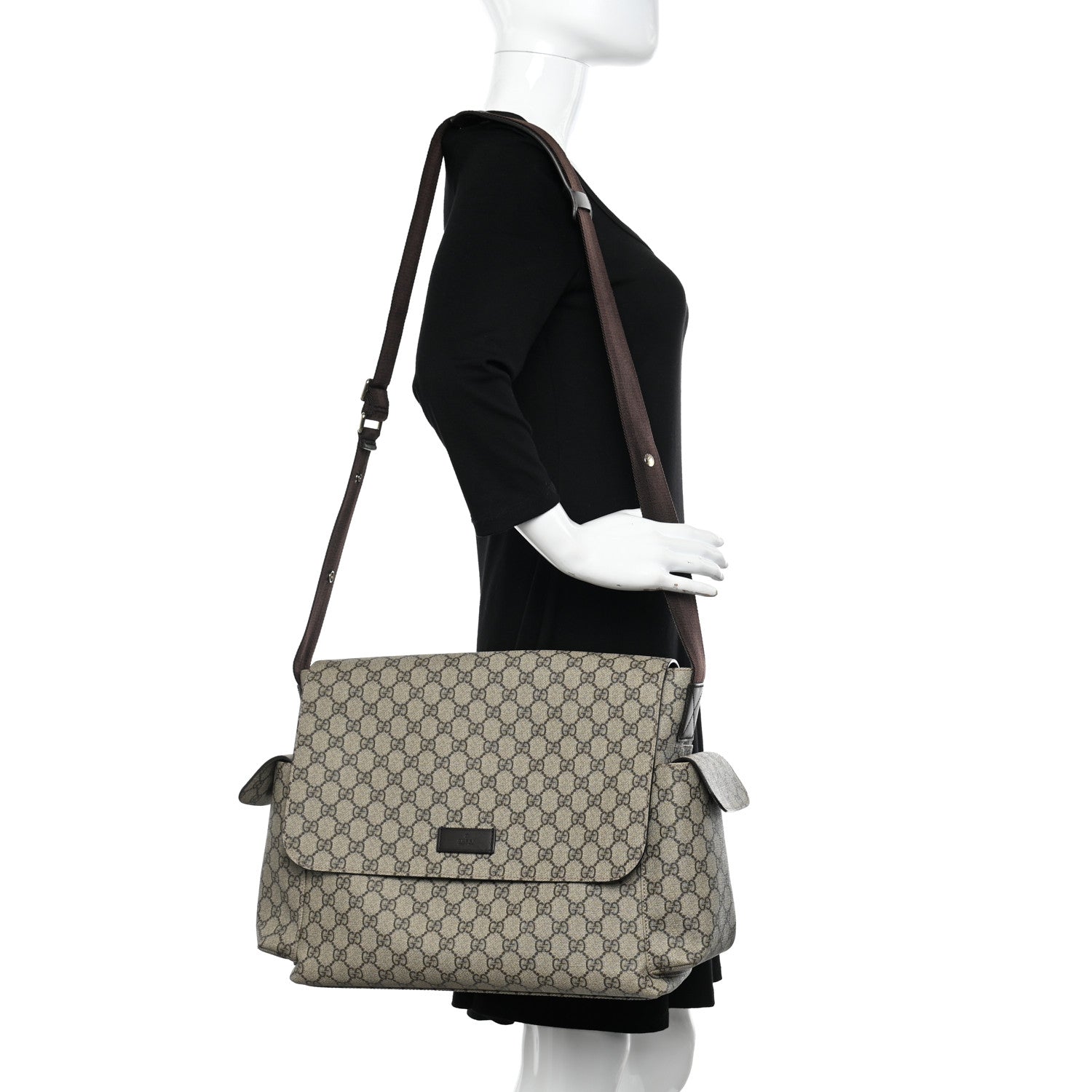 Gucci GG Plus Monogram Messenger Diaper Bag Dark Brown 2 of 10