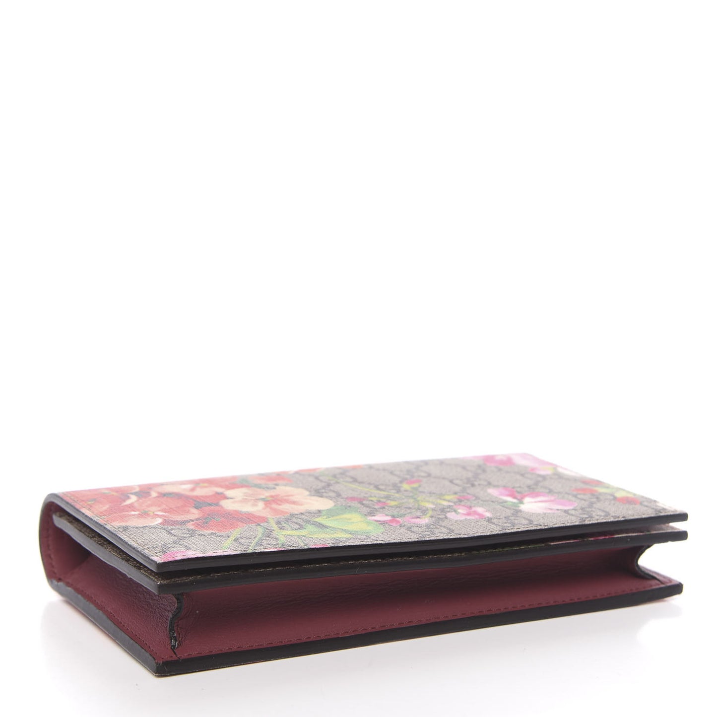 GG Supreme Monogram Blooms Chain Wallet Beige Multicolor Dry Rose