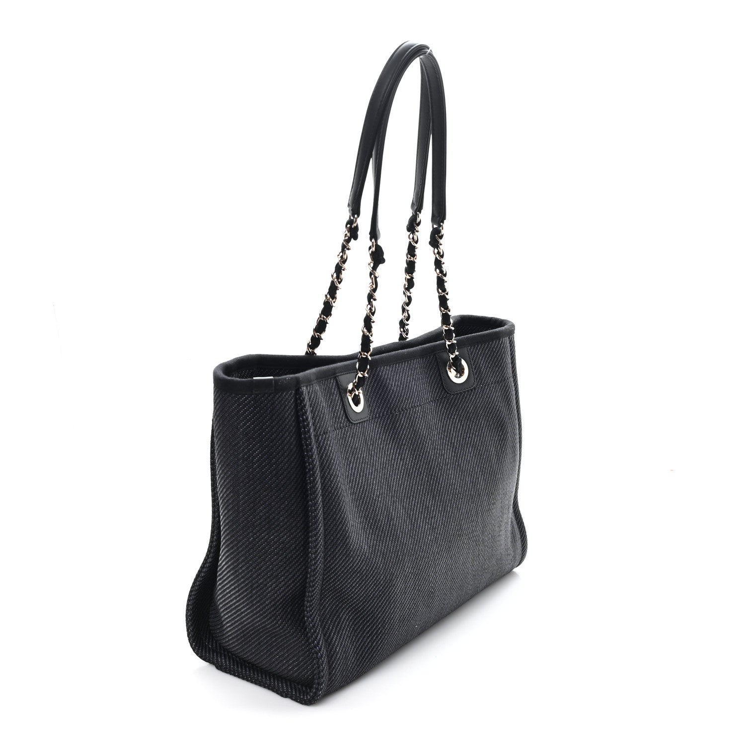 Chanel Mixed Fibers Calfskin Small Deauville Tote Black 3 of 10