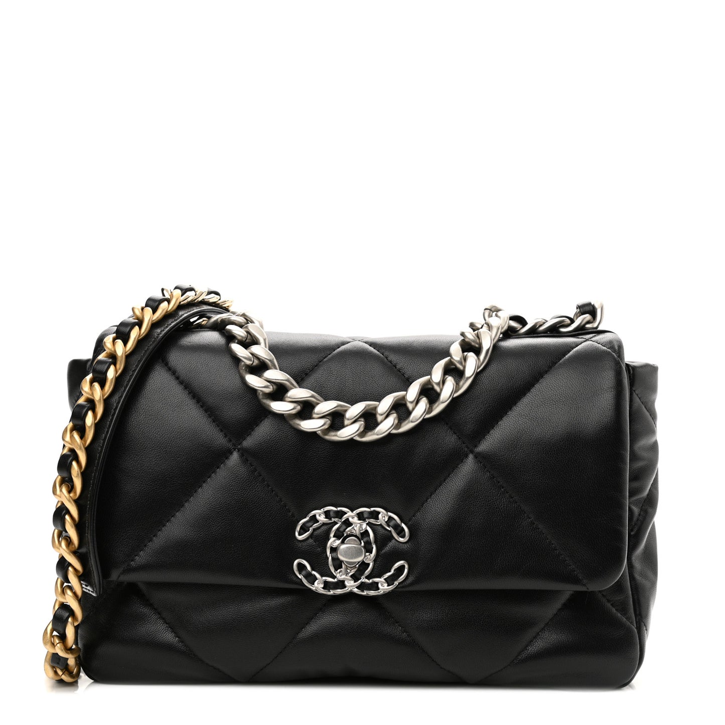 Lambskin Quilted Medium Chanel 19 Flap Black
