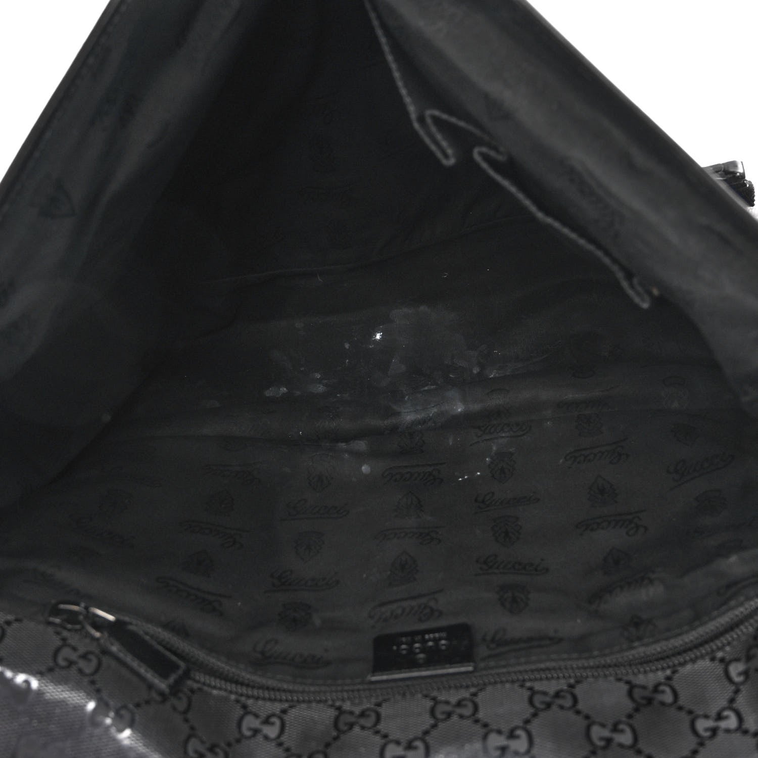 Gucci Imprime Monogram Large Double Buckle Flap Messenger Bag Black 5 of 10