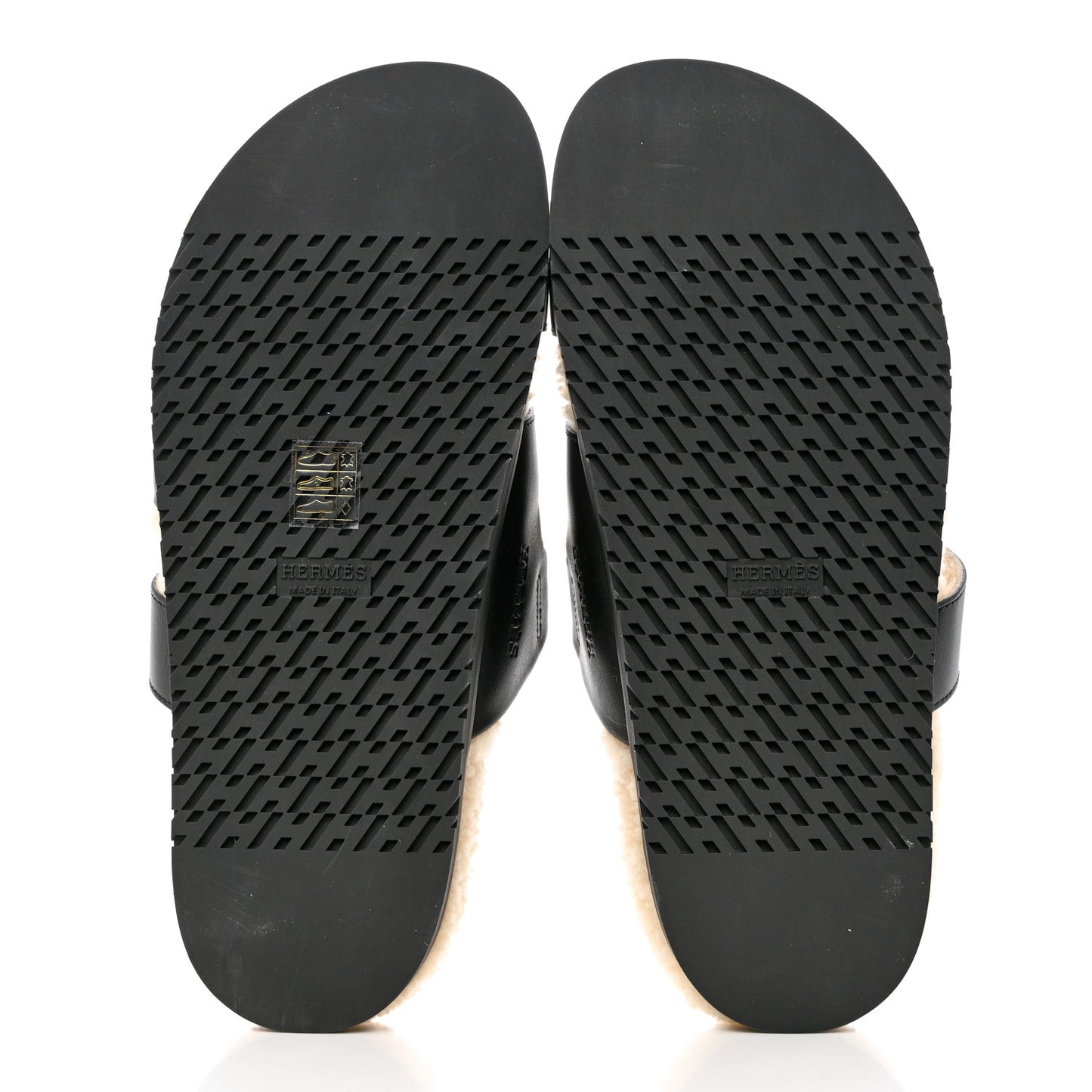 Calfskin Woolskin Womens Chypre Sandals 40 Black Ecru