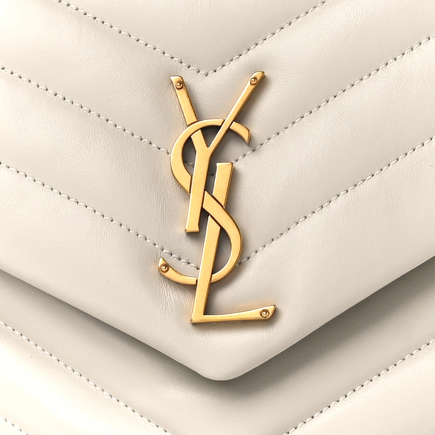 Saint Laurent Calfskin Y Quilted Monogram Medium Loulou Chain Satchel Crema Soft 9 of 11